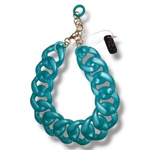 Alisha D Made In Italy Turquoise Acrylic Chunky Chain Necklace 18-21"